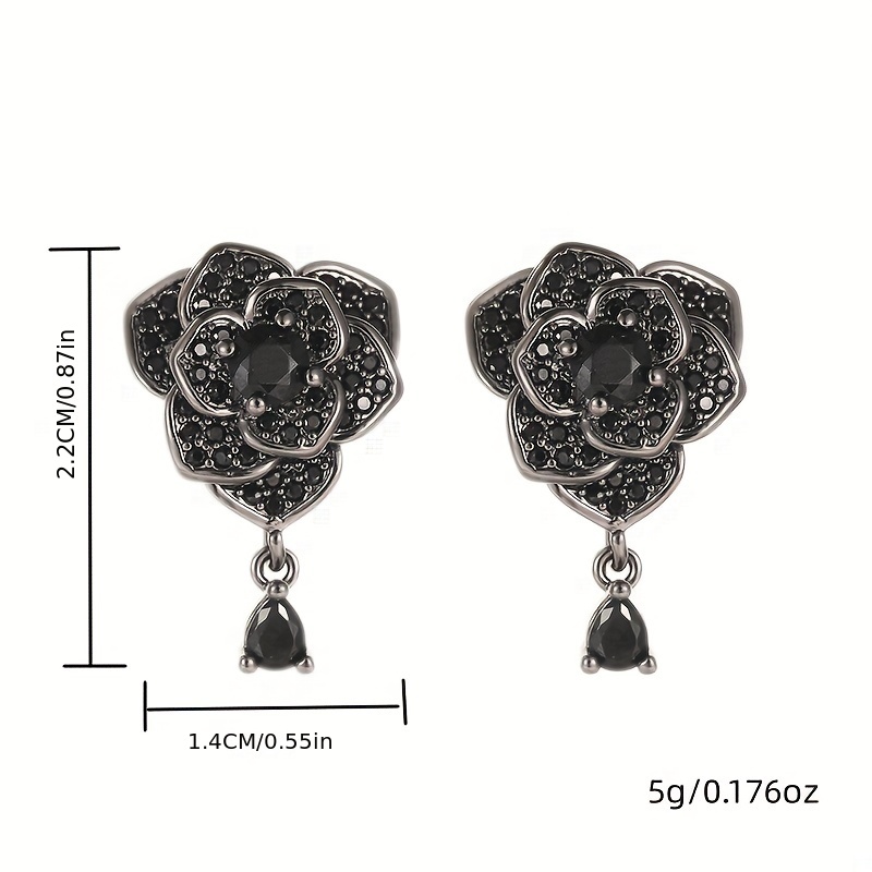 Rose Zirconia Dangle Earrings Delicate Female Gift